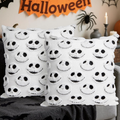 2PCS Halloween Pillow Covers 18x18 Inch,Nightmare Be Christmas Throw Pillow Cases,Halloween Decorations Soft Faux Fur Wool Couch Cushion Case For Chair Sofa Bedroom Living Room