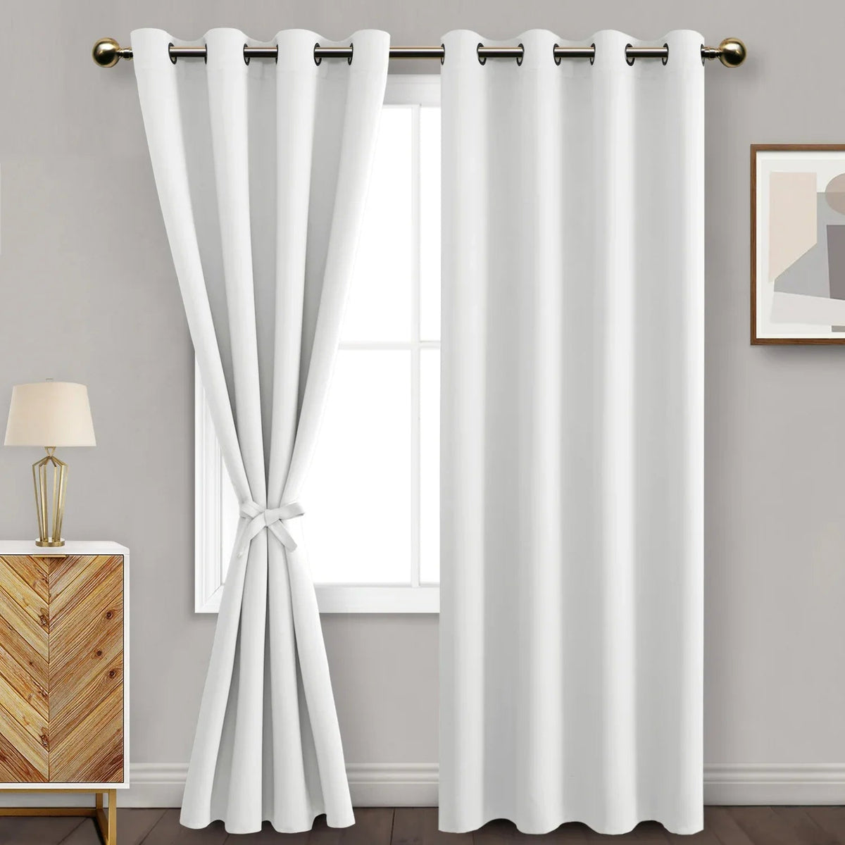 DWCN Blackout Curtains with Tiebacks, Set of 2 Panels-7