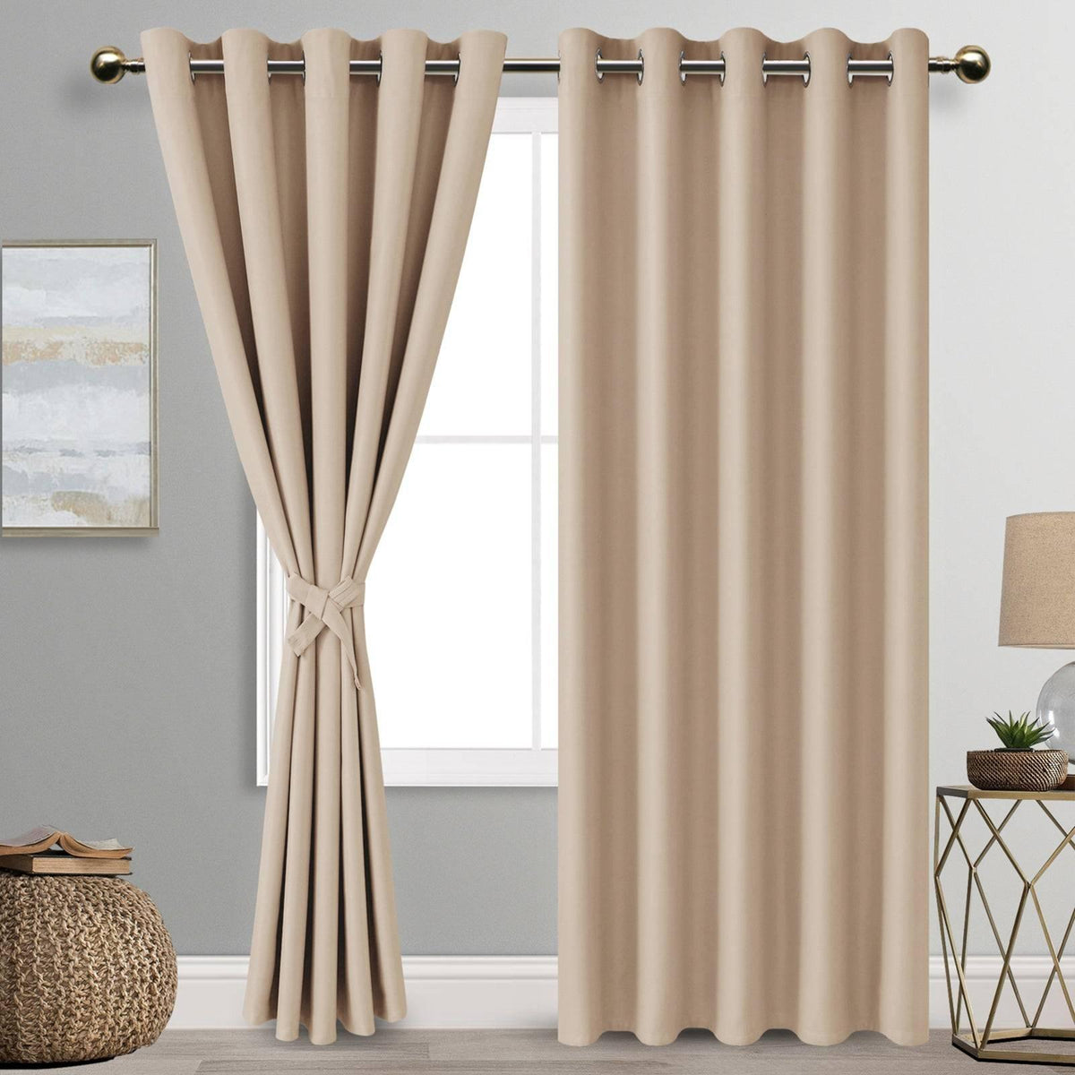 DWCN Blackout Curtains with Tiebacks, Set of 2 Panels-6