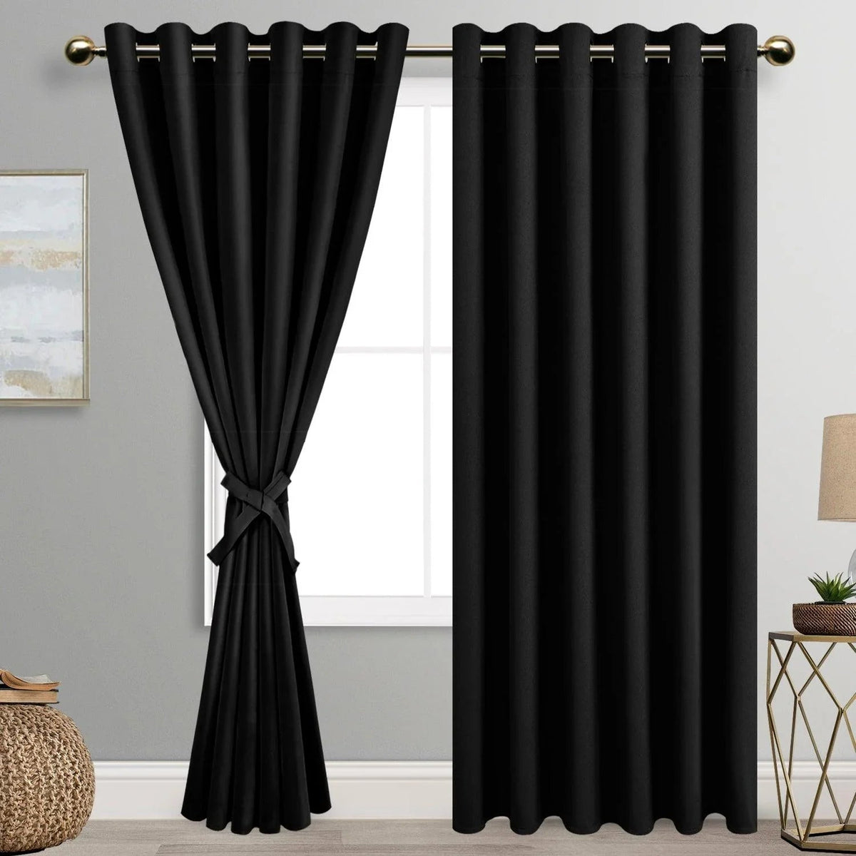 DWCN Blackout Curtains with Tiebacks, Set of 2 Panels-8
