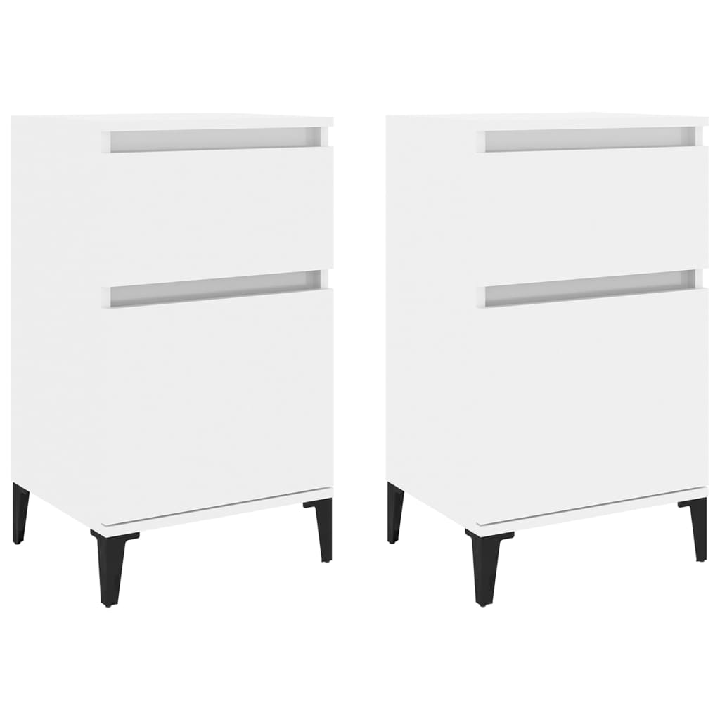 NNEVL Bedside Cabinets 2 pcs High Gloss White 40x35x70 cm-1