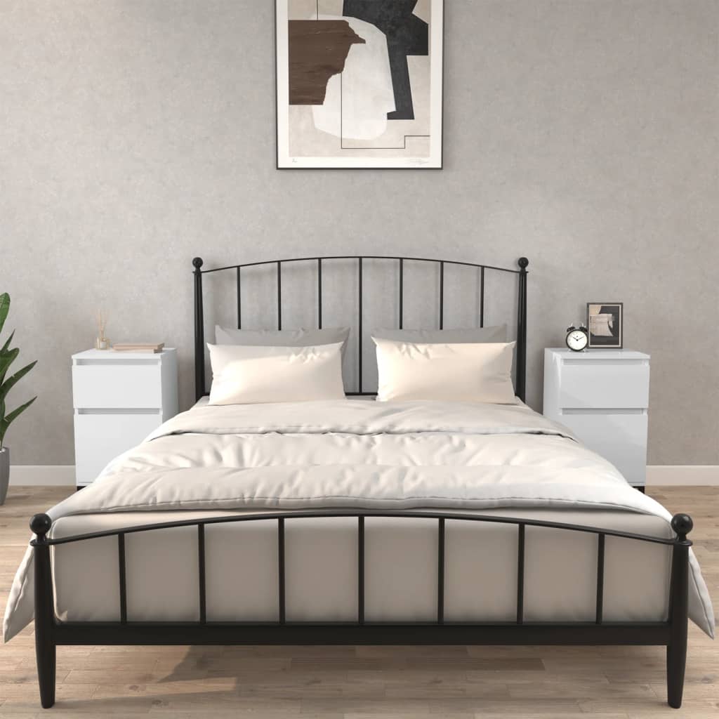 NNEVL Bedside Cabinets 2 pcs High Gloss White 40x35x70 cm-0