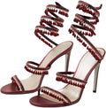 Women's Shoes With Rhinestone-wrapped Straps And Round Toes