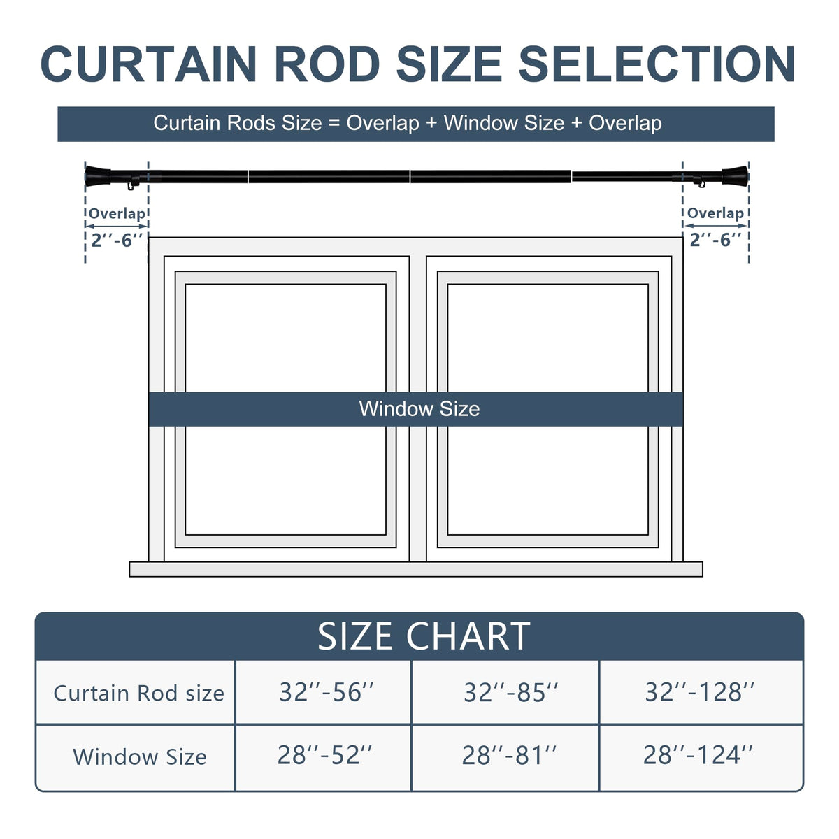 DWCN Heavy Duty Adjustable Curtain Rods-2